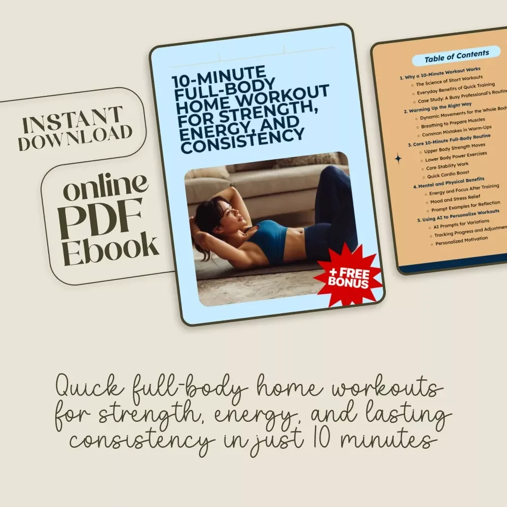 10-Minute Full-Body Home Workout for Strength, Energy, and Consistency | Quick Fitness Ebook for Beginners at Home