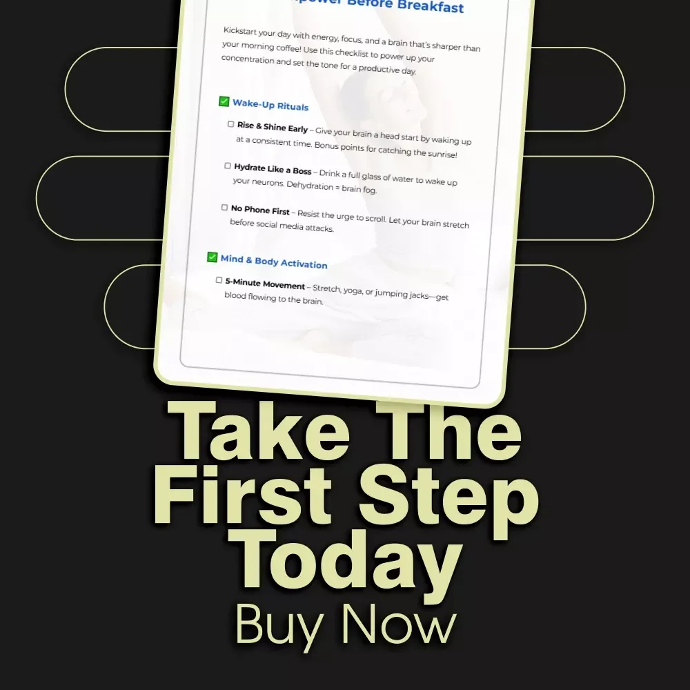 Morning Mastery Checklist Digital Download | Brainpower Morning Routines for Better Concentration | Boost Focus & Productivity Before Breakfast
