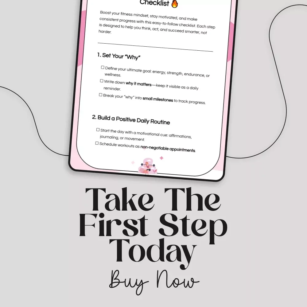 Fitness Mindset & Motivation Checklist | Digital Download | Printable Fitness Mindset and Motivation Guide for Progress Tracking & Goal Setting