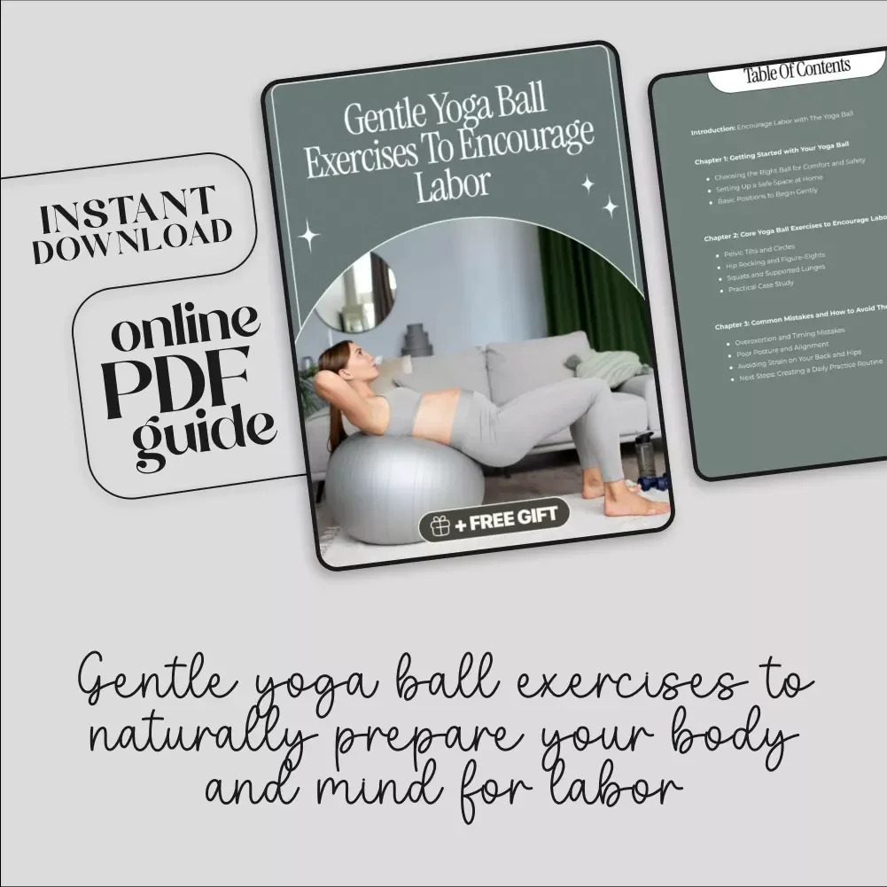Gentle Yoga Ball Exercises to Encourage Labor | Prenatal Birth Preparation Guide | Digital Download eBook for Expecting Moms | Gentle Labor Yoga, Pelvic Tilts, and Breathing Exercises for Natural Birth Support
