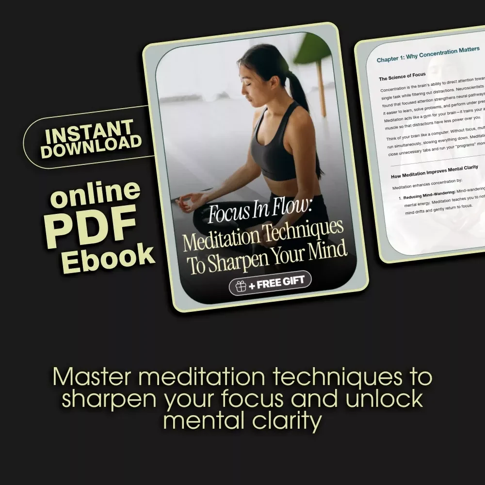 Focus in Flow: Meditation Techniques to Sharpen Your Mind | Digital eBook Download | Meditation Techniques to Increase Concentration