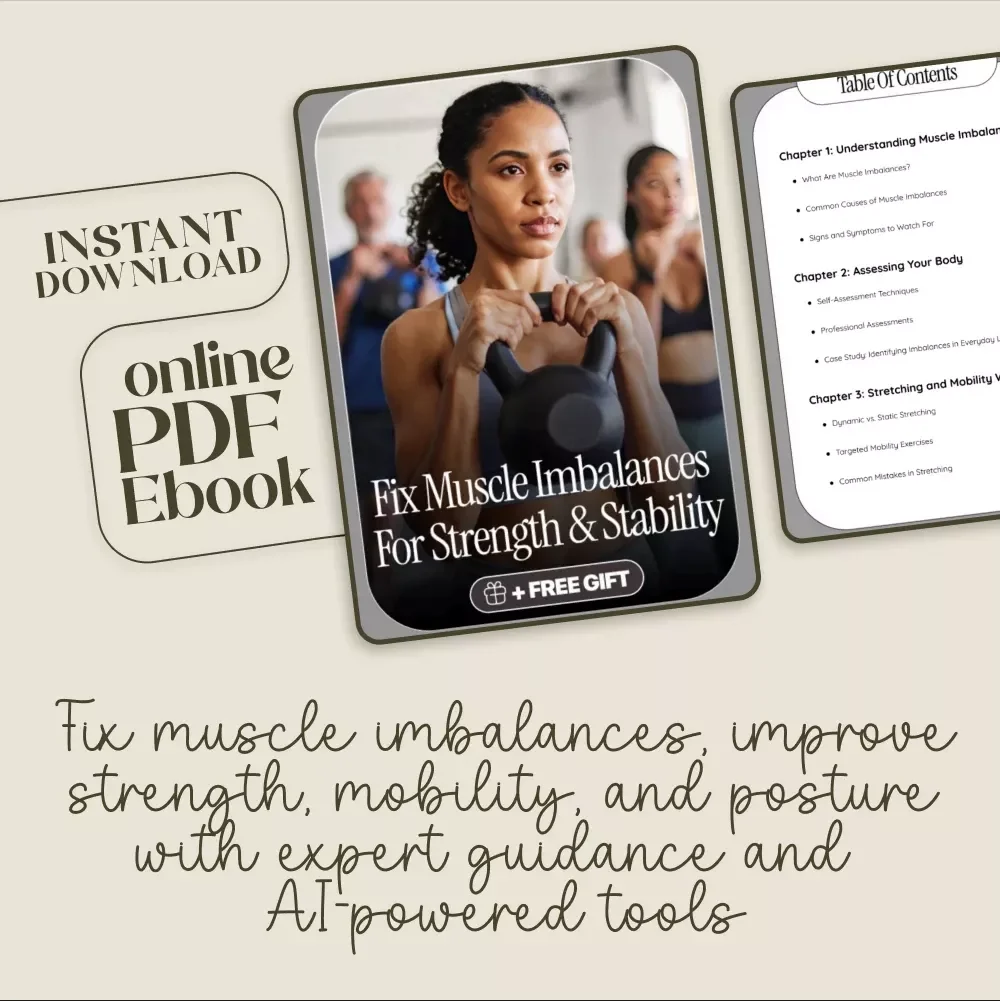 Fix Muscle Imbalances for Strength & Stability | Digital eBook for Fitness, Posture, and Strength Training | Self-Assessment, Mobility, and AI Workout Guide
