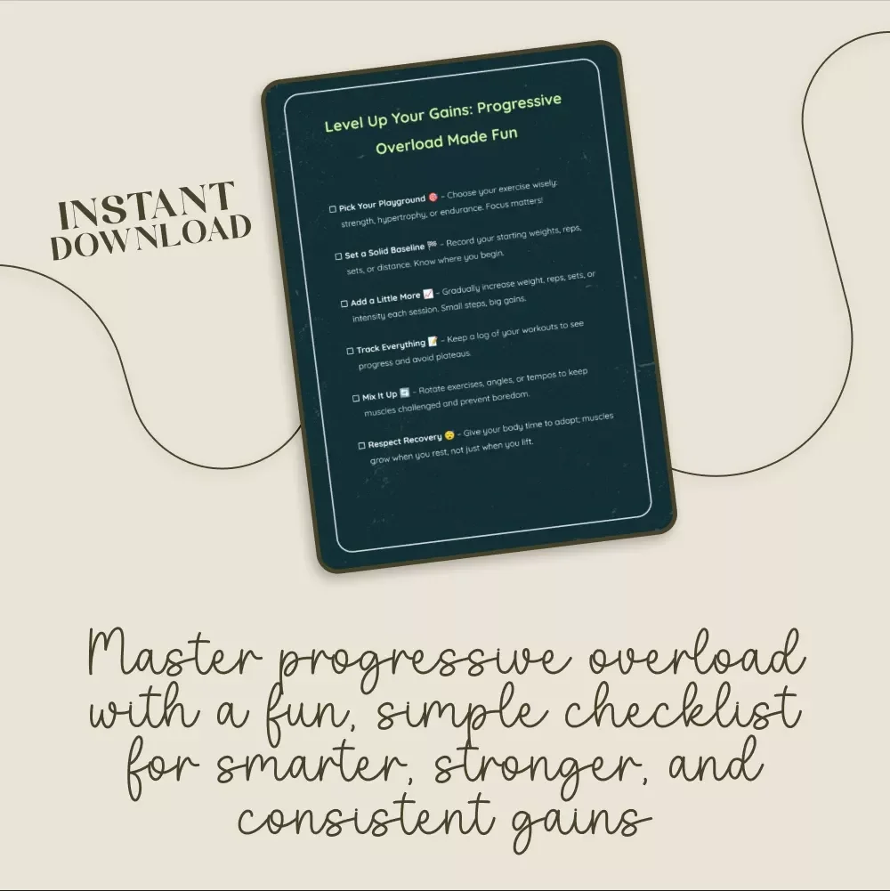 Level Up Your Gains: Progressive Overload Made Fun | Fitness Checklist | Workout Progress Tracker | Gym Planner | Strength Training Guide | Digital Download