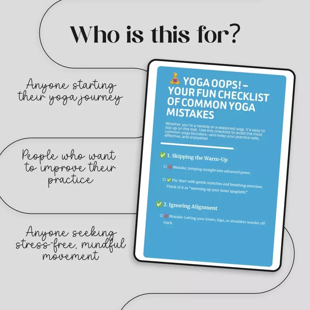Yoga Oops! – Your Fun Checklist of Common Yoga Mistakes | Digital Download Printable Guide for Yogis