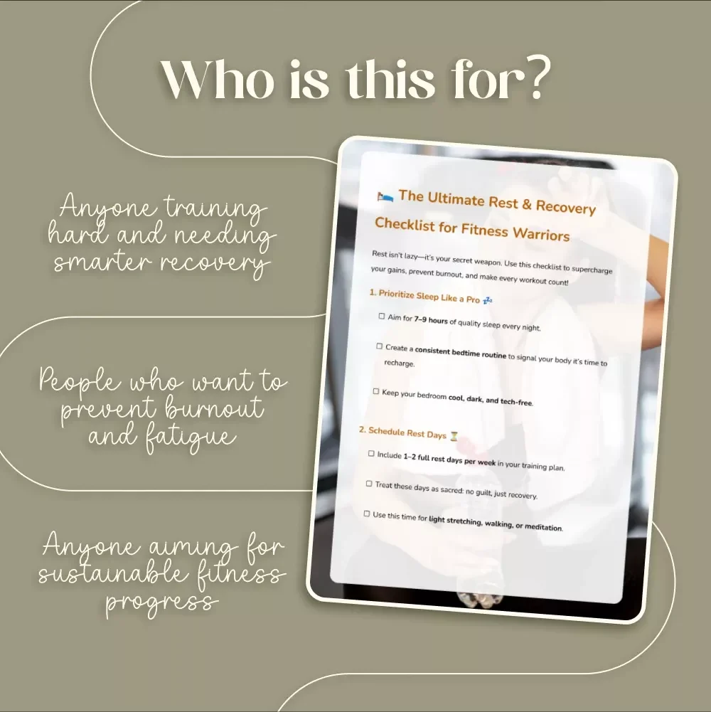 The Ultimate Rest & Recovery Checklist for Fitness Warriors | Digital Download Guide for Sleep, Active Recovery, Nutrition, Mental Wellness & Muscle Repair