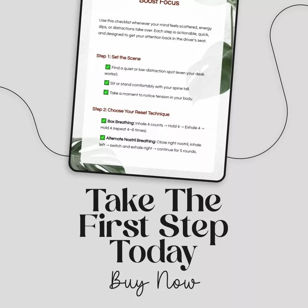 Breathing Exercises Checklist to Boost Focus | Digital Download | Breathing Exercises to Reset Attention
