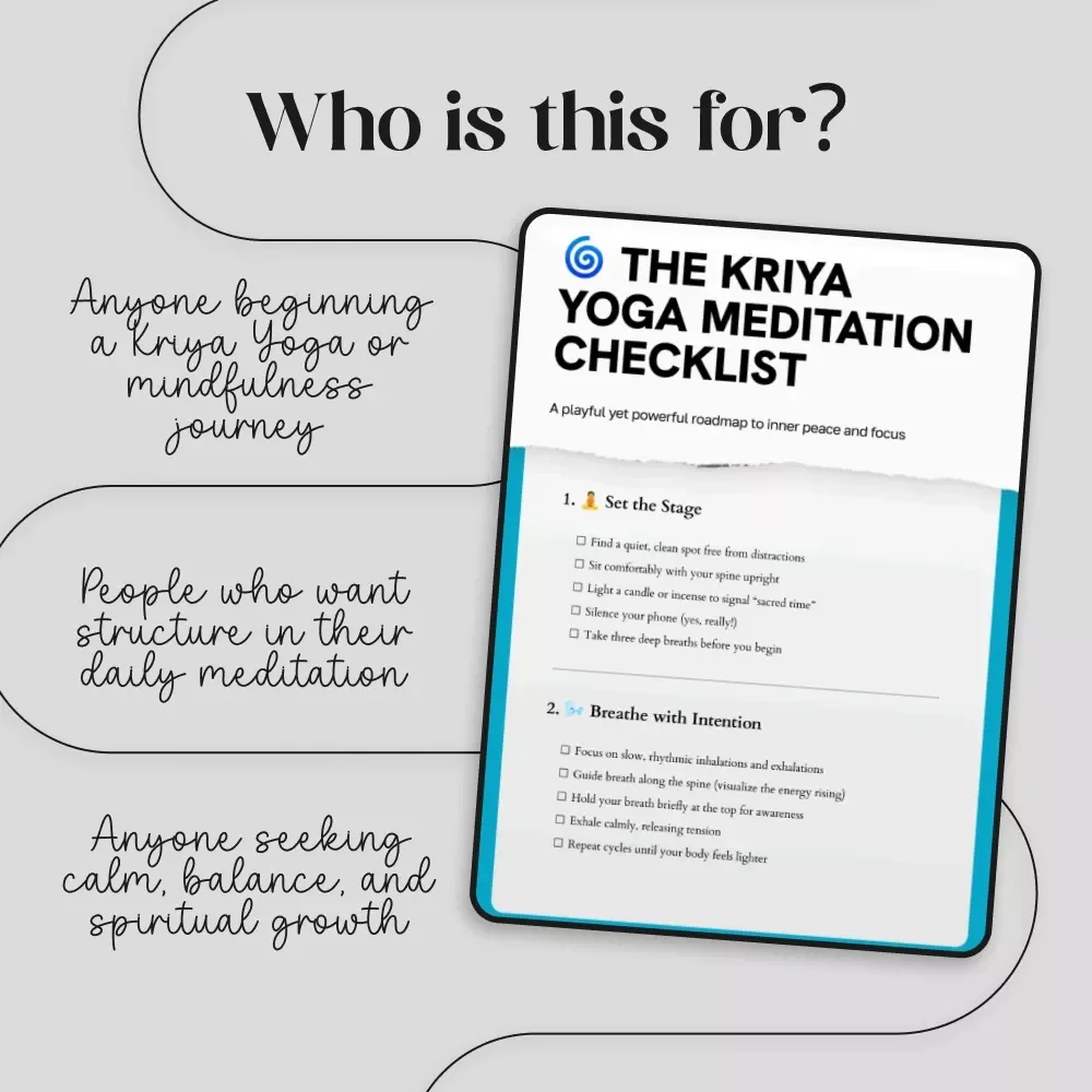 The Kriya Yoga Meditation Checklist | Printable Spiritual Guide for Daily Practice, Breathwork, and Mindfulness Routine | Digital Download for Beginners & Seekers
