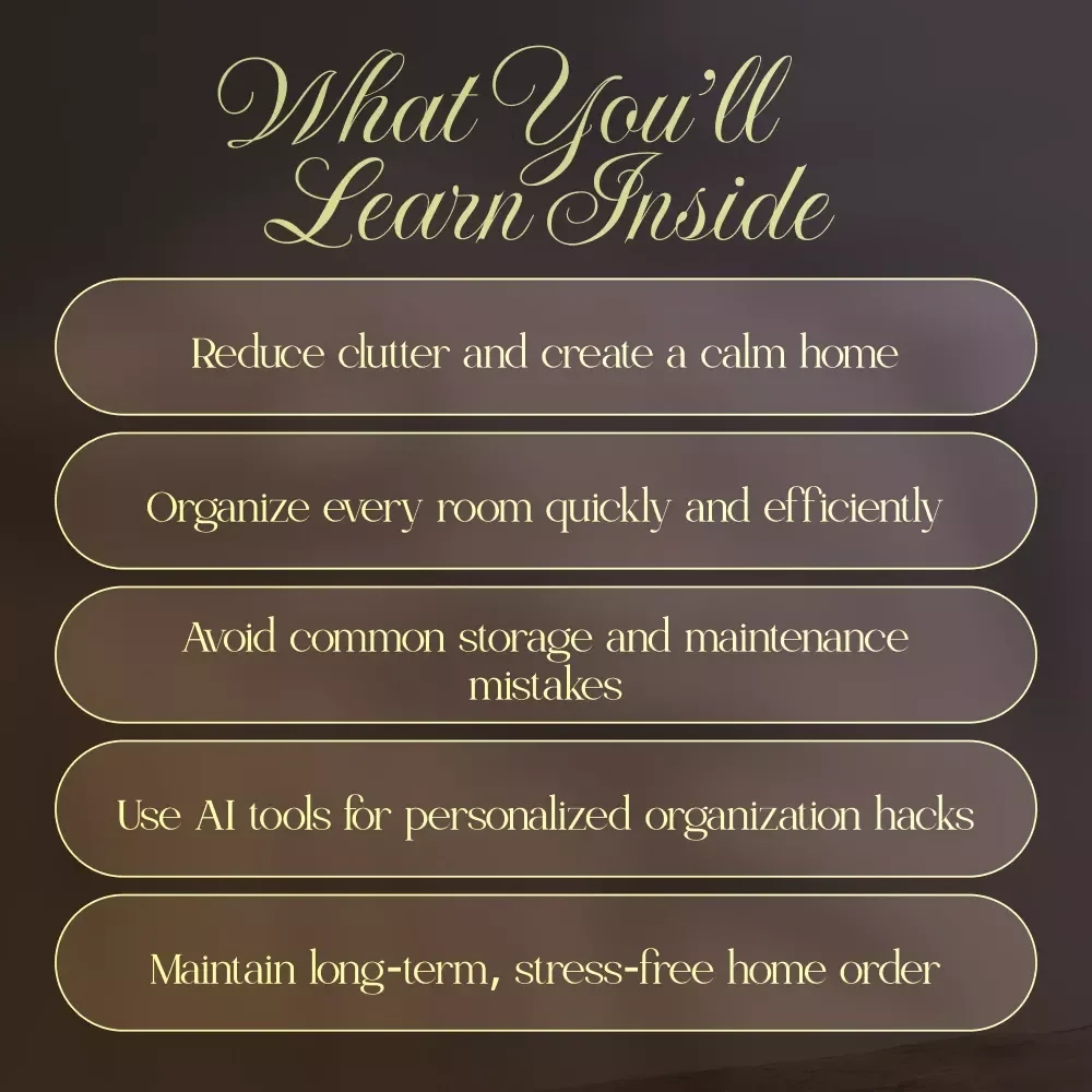 Home Organization Hacks Made Simple – Digital Guide, eBook, and Checklist for Stress-Free Living, Room-by-Room Tips, AI Tools & Smart Storage Solutions