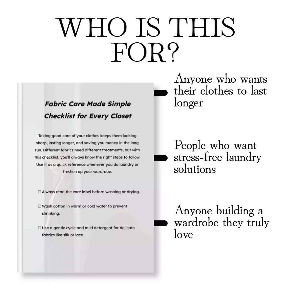 Fabric Care Made Simple Checklist for Every Closet | Digital Download | Clothing Care Guide, Laundry Tips, Wardrobe Essentials, Printable eBook