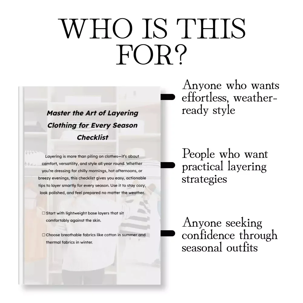 Master the Art of Layering Clothing for Every Season Checklist | Digital Download Guide on How to Layer Clothing for Different Seasons
