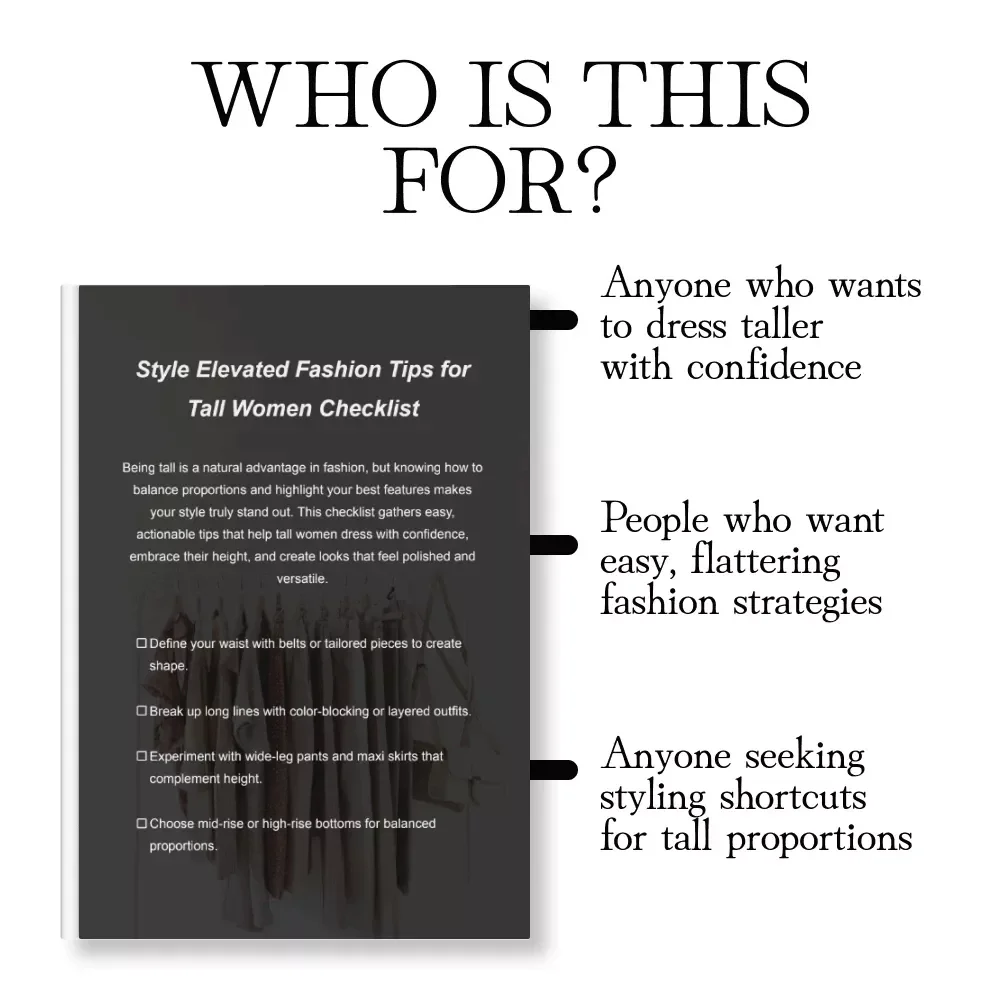 Style Elevated Fashion Tips for Tall Women Checklist | Digital Download | Fashion Tips for Tall Women Guide, eBook & Style Proportion Checklist