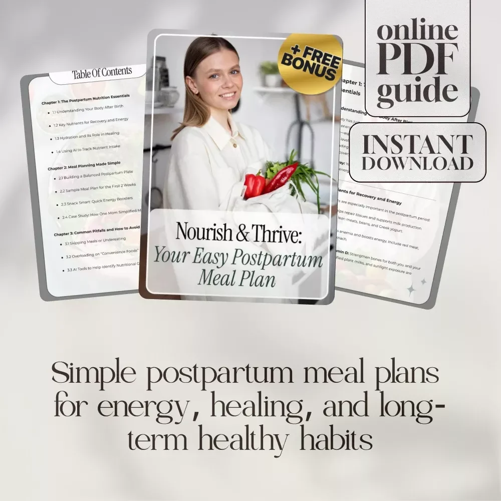 Nourish & Thrive: Your Easy Postpartum Meal Plan | Digital Download Guide for Recovery, Energy & Healthy Eating After Birth