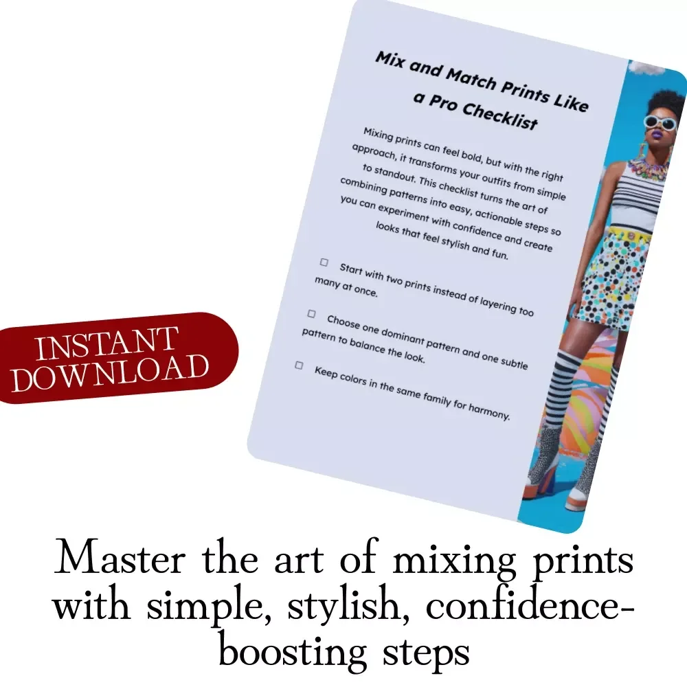 Mix and Match Prints Like a Pro Checklist | Digital Download Fashion Styling Guide | Printable Wardrobe Styling eBook for Outfits & Accessories