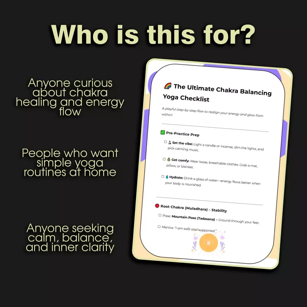 The Ultimate Chakra Balancing Yoga Checklist | Digital Download | Yoga for Chakra Balancing Printable Guide