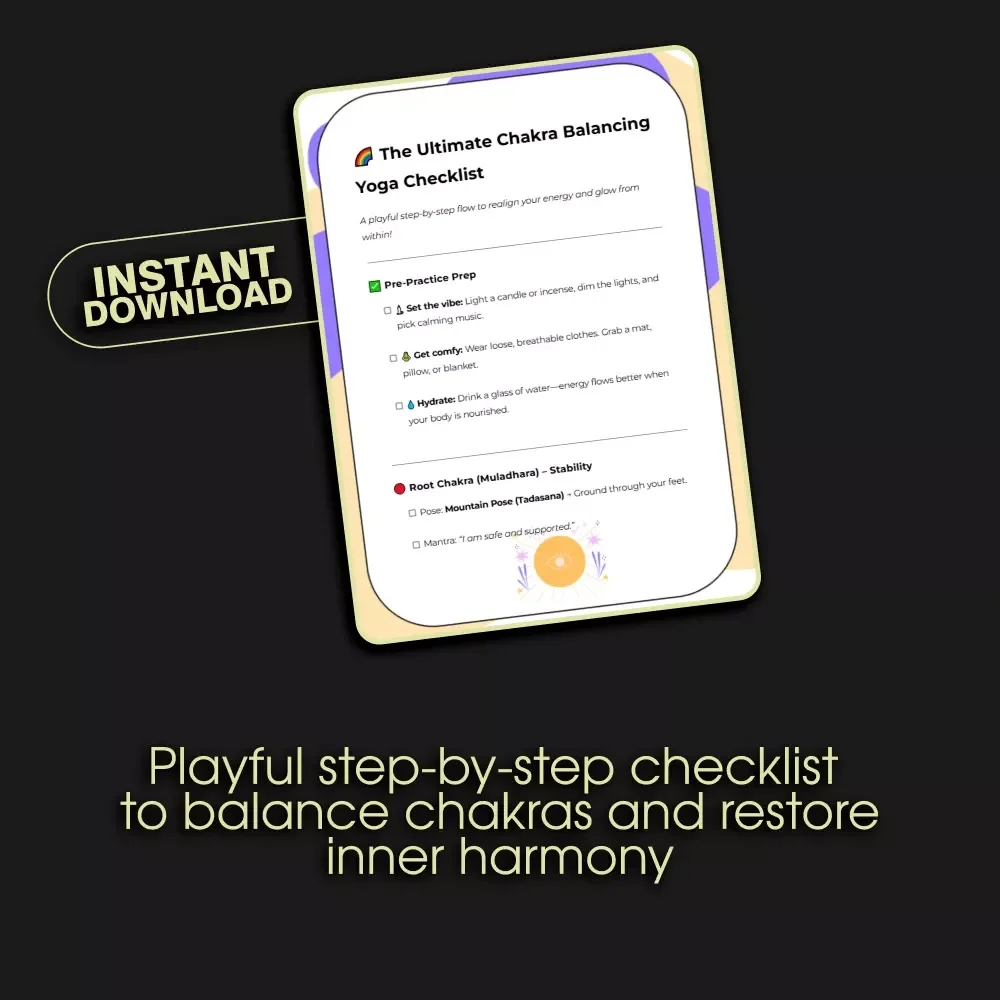 The Ultimate Chakra Balancing Yoga Checklist | Digital Download | Yoga for Chakra Balancing Printable Guide