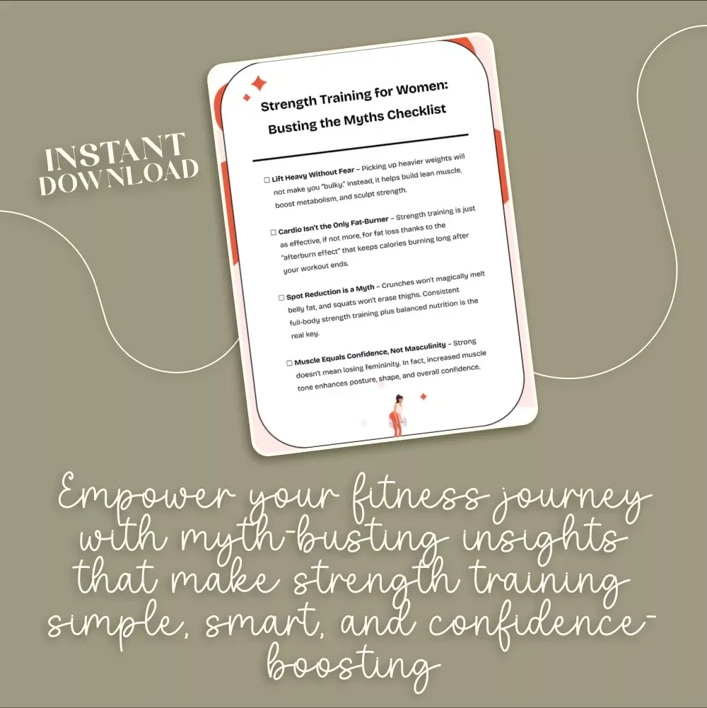 Strength Training for Women: Busting the Myths Checklist | Digital Fitness Guide, Empowerment eBook, Women’s Weightlifting Resource, Printable Workout Motivation, Instant Download