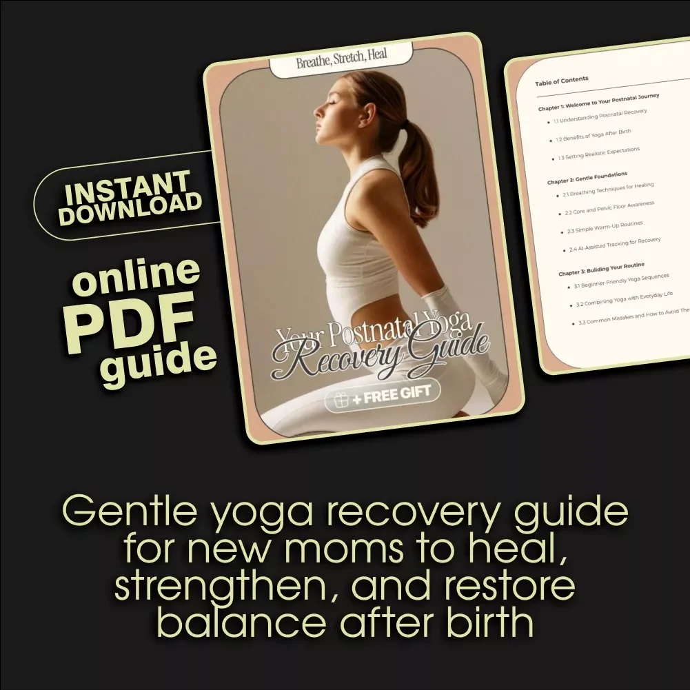 Breathe, Stretch, Heal: Your Postnatal Yoga Recovery Guide | Digital Download eBook, Gentle Yoga for Moms, Pelvic Floor Healing, Postpartum Wellness, Recovery Checklist