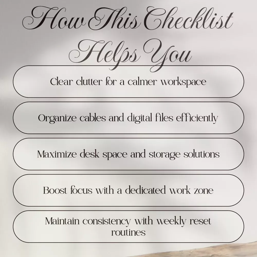 The Ultimate Home Office Organization Checklist | Digital Download, eBook, Guide, Productivity Planner, Workspace Declutter, Desk Organization Tips