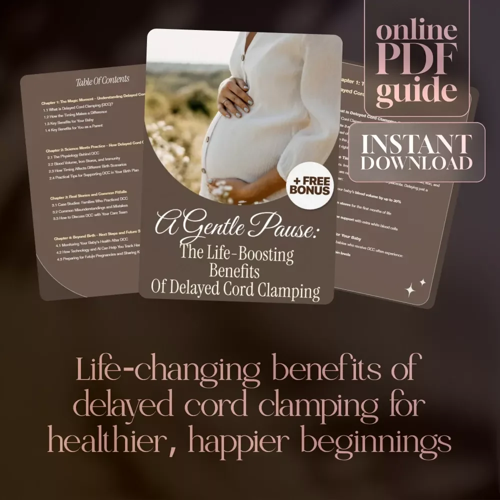 A Gentle Pause: The Life-Boosting Benefits of Delayed Cord Clamping | Digital Birth Guide, eBook, & Printable Checklist for Parents