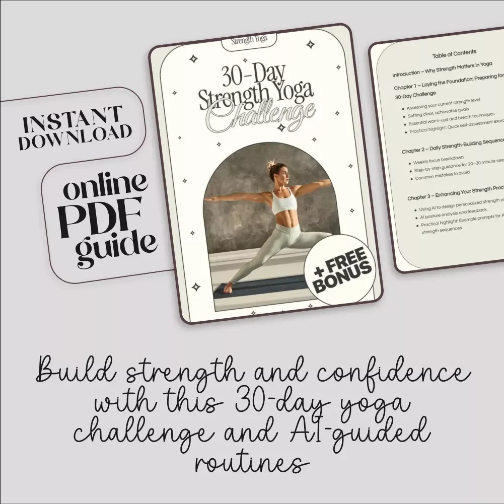 30-Day Strength Yoga Challenge | Digital Download Guide, eBook & Checklist for Building Yoga Strength, Daily Sequences & AI-Guided Routines