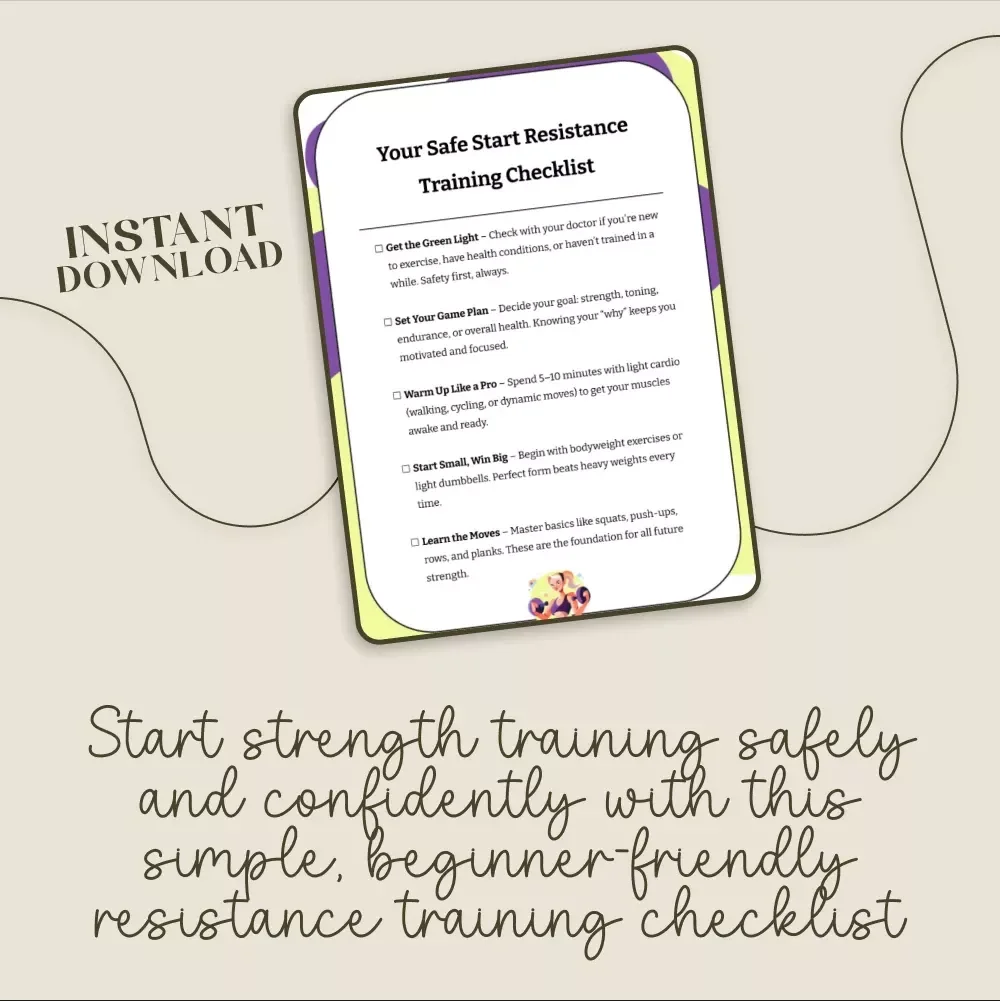 Your Safe Start Resistance Training Checklist | Beginner Fitness Guide | Printable Workout Planner | Digital Download | Strength Training for Beginners | Home Gym Fitness Checklist | Instant PDF Download