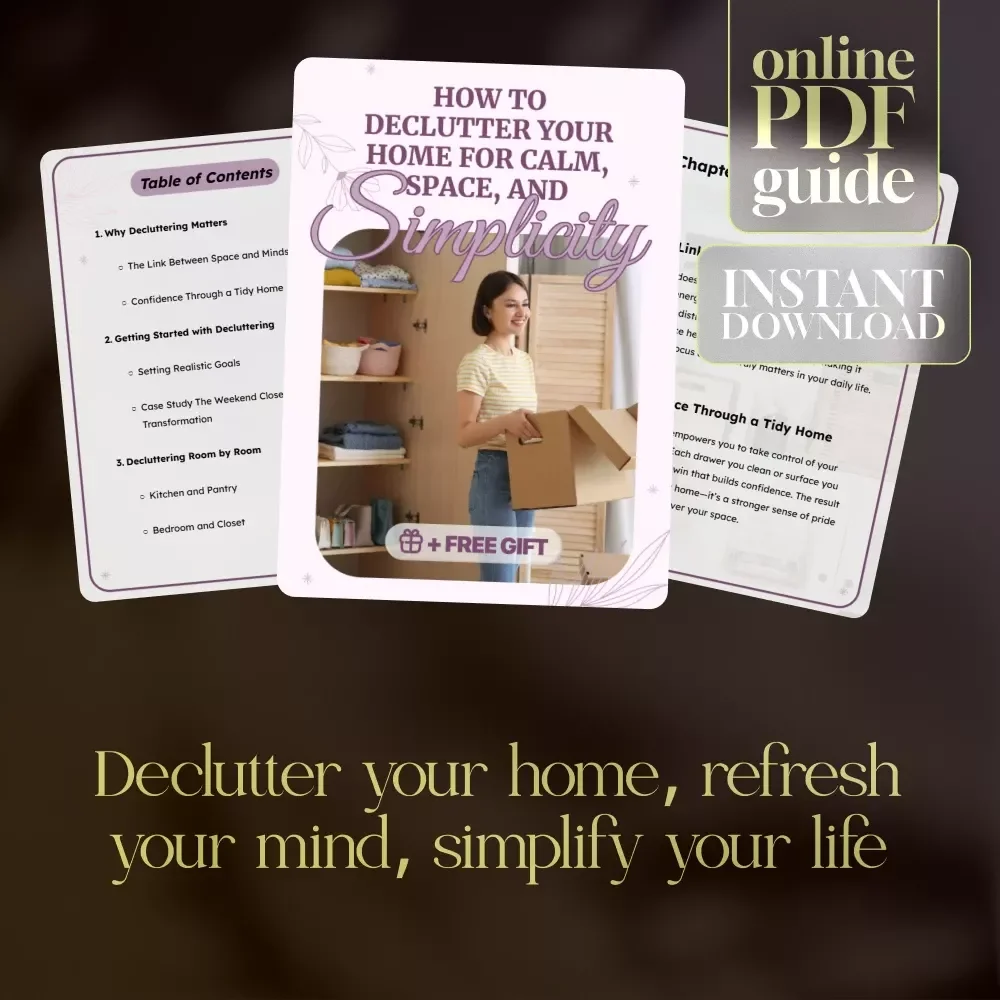 How to Declutter Your Home for Calm, Space, and Simplicity | Digital eBook Guide | Decluttering Checklist, Organization Tips & Minimalist Lifestyle Inspiration