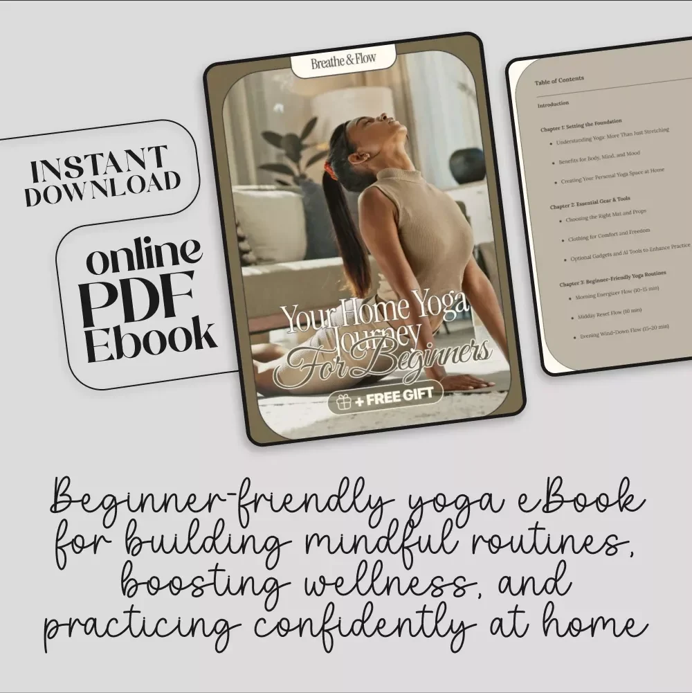Breathe & Flow: Your Home Yoga Journey for Beginners | Yoga eBook for Relaxation, Mindfulness, Meditation & Fitness | Digital Download Guide
