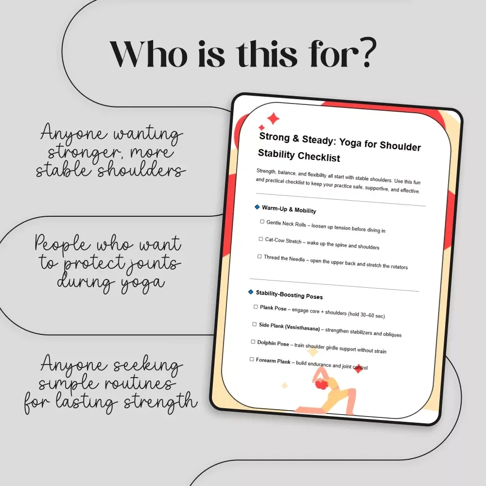 Strong & Steady: Yoga for Shoulder Stability Checklist | Digital Yoga Guide for Shoulder Strength, Balance & Flexibility