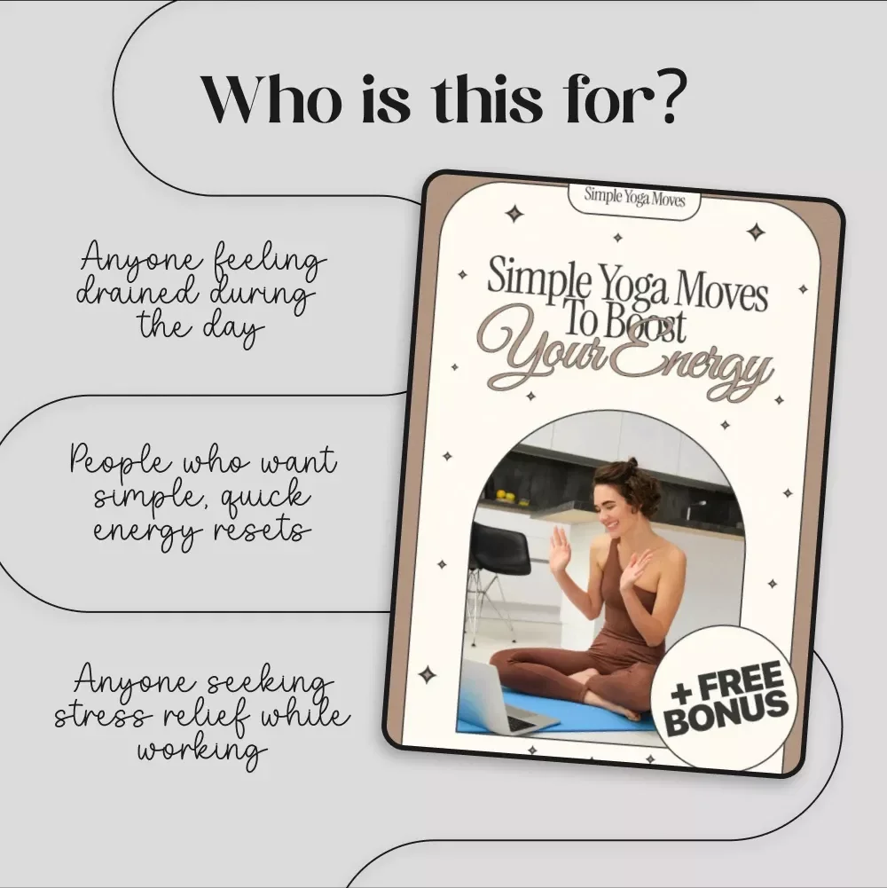 Simple Yoga Moves to Boost Your Energy | Digital Download eBook, Midday Yoga Flows, Quick Yoga Guide for Desk Workers, Energy Reset Checklist
