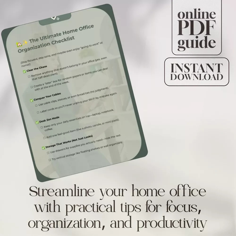 The Ultimate Home Office Organization Checklist | Digital Download, eBook, Guide, Productivity Planner, Workspace Declutter, Desk Organization Tips