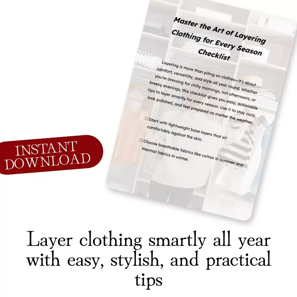 Master the Art of Layering Clothing for Every Season Checklist | Digital Download Guide on How to Layer Clothing for Different Seasons