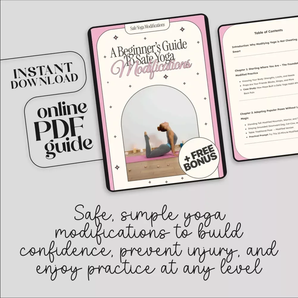 A Beginner’s Guide to Safe Yoga Modifications | Digital Download eBook for Beginners, Gentle Yoga, and Accessible Practice