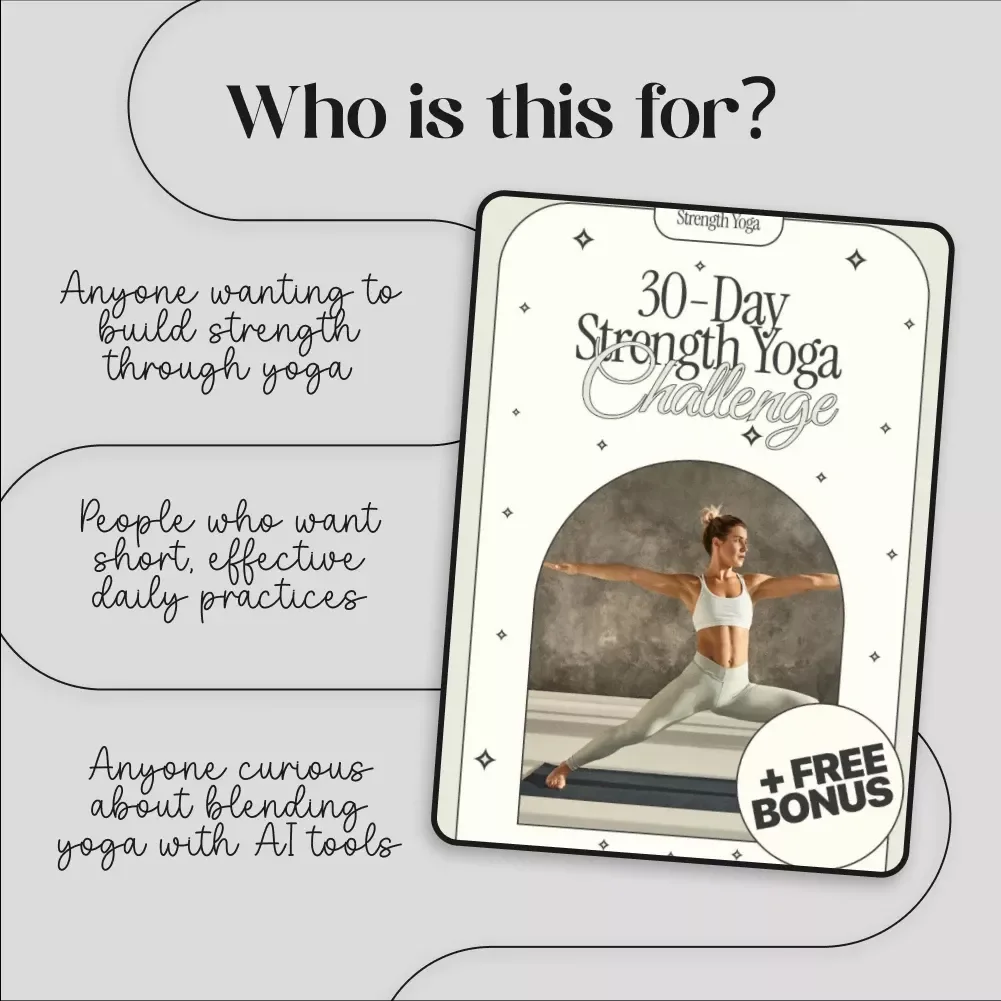 30-Day Strength Yoga Challenge | Digital Download Guide, eBook & Checklist for Building Yoga Strength, Daily Sequences & AI-Guided Routines