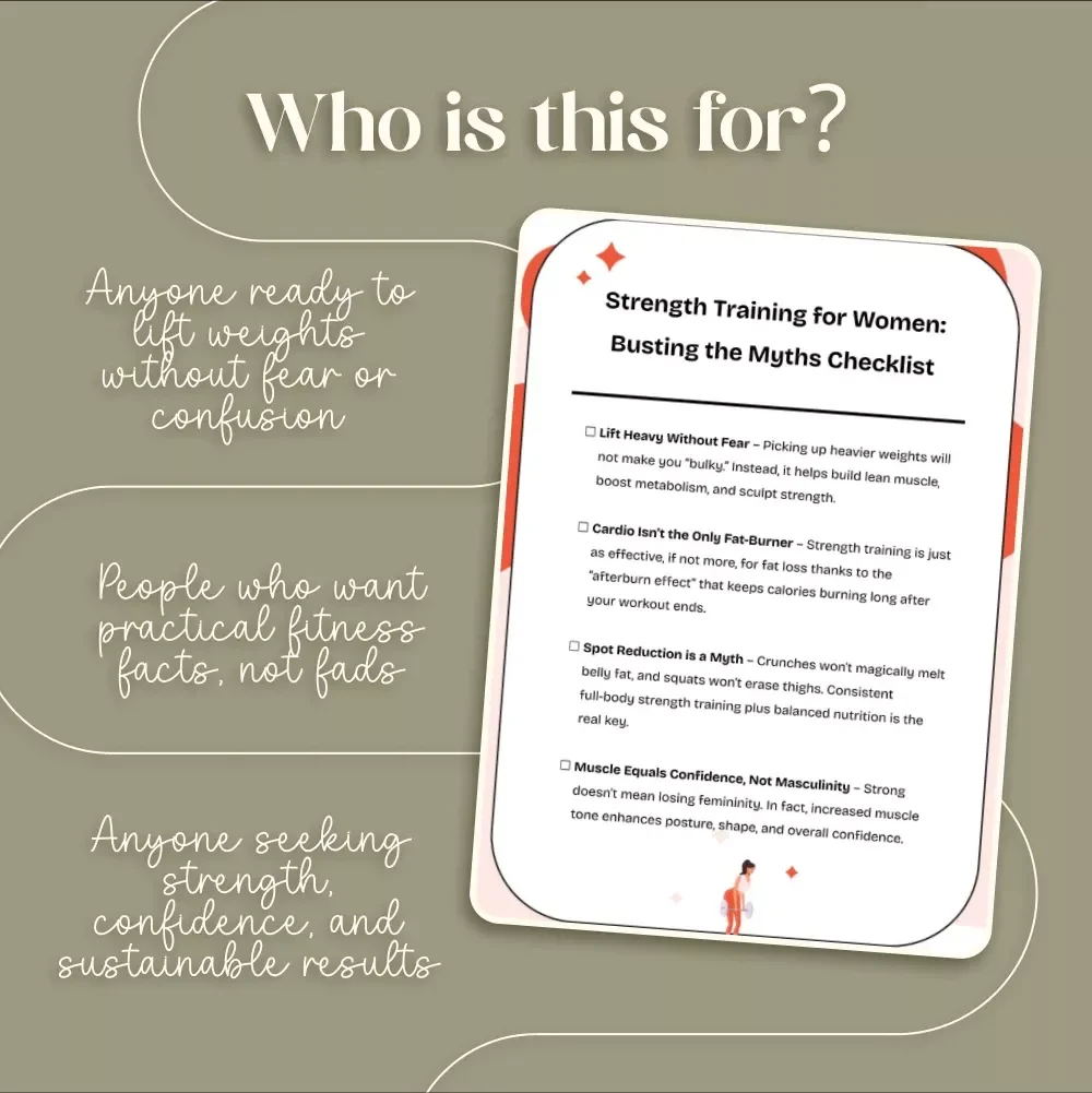 Strength Training for Women: Busting the Myths Checklist | Digital Fitness Guide, Empowerment eBook, Women’s Weightlifting Resource, Printable Workout Motivation, Instant Download