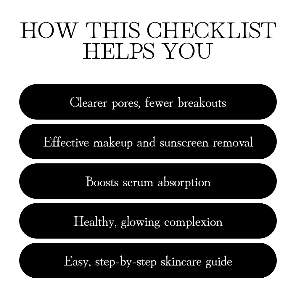 Glow Up with Double Cleansing How-To Checklist | Skincare Routine, Digital Download, Face Care Guide, Cleansing Checklist for Radiant Skin