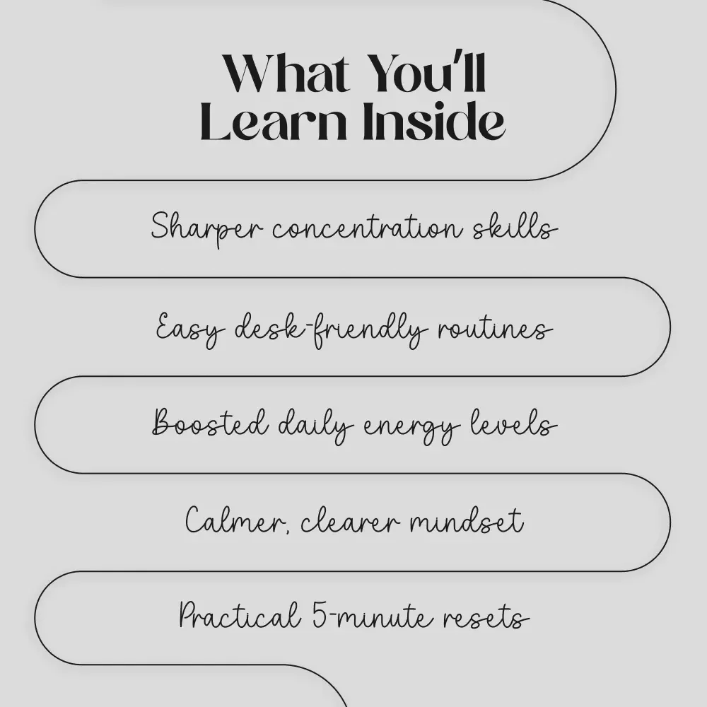 Flow Into Focus: Yoga for Peak Productivity | Digital Ebook Guide to Boost Focus & Productivity with Yoga