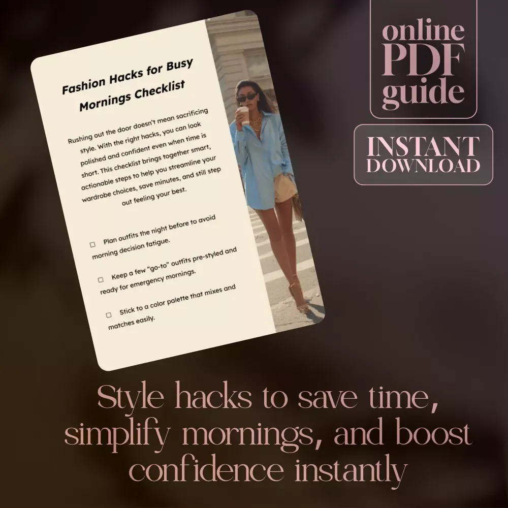 Fashion Hacks for Busy Mornings Checklist | Digital Download Wardrobe Guide, Style Hacks, Outfit Planning eBook for Women