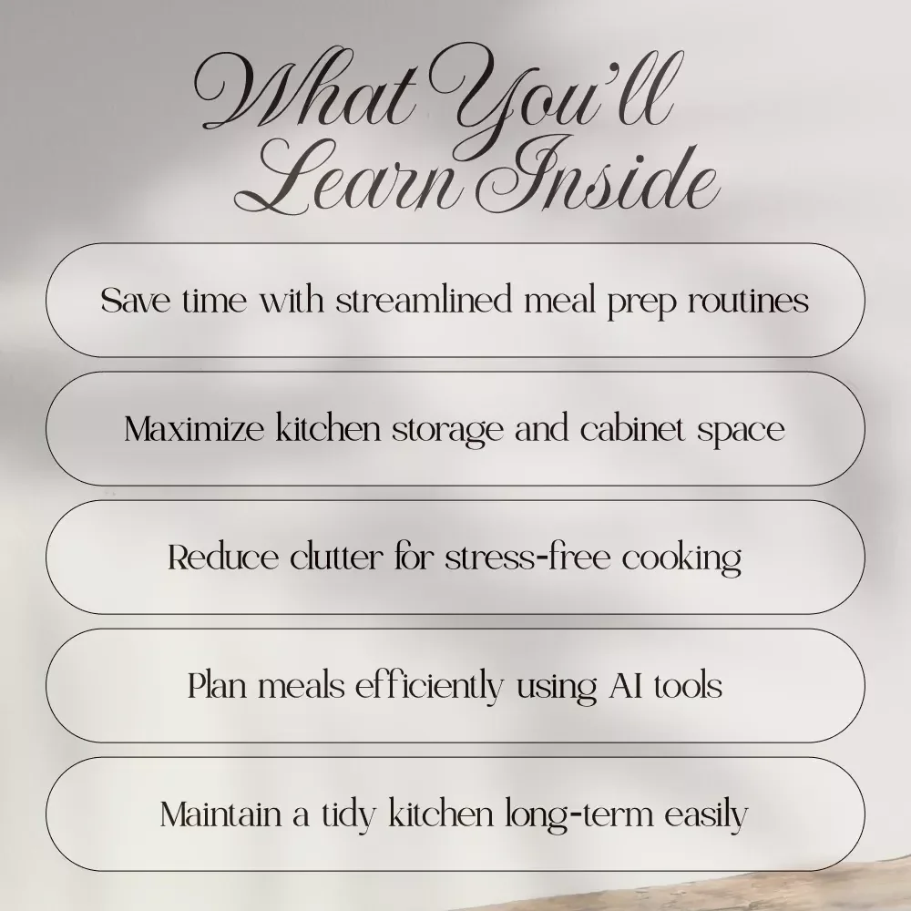 Kitchen Harmony How to Organize Your Cooking Space | Ultimate Guide, eBook & Checklist for Kitchen Organization, Smart Storage Solutions, Meal Planning, and AI Tools