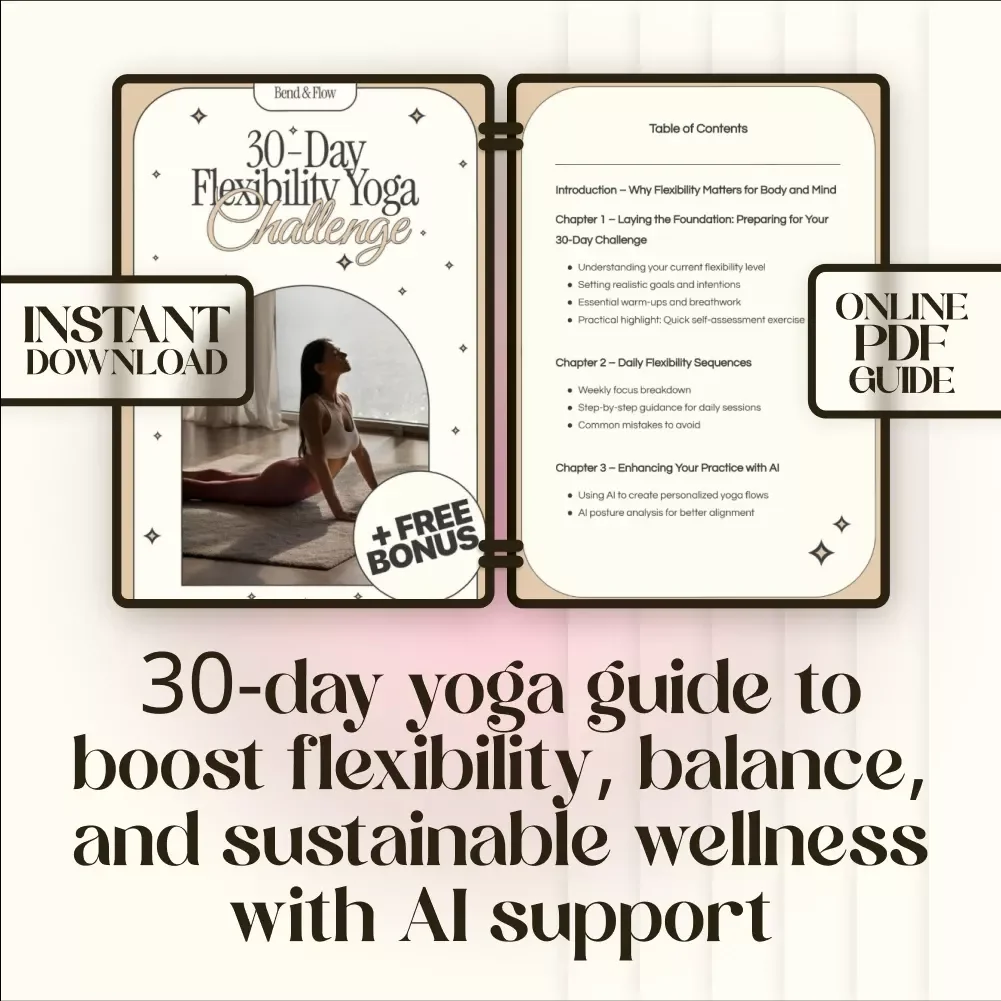 Bend & Flow: 30-Day Flexibility Yoga Challenge | Digital Download Guide, eBook & Checklist for Beginners, Yoga Lovers & Wellness Seekers