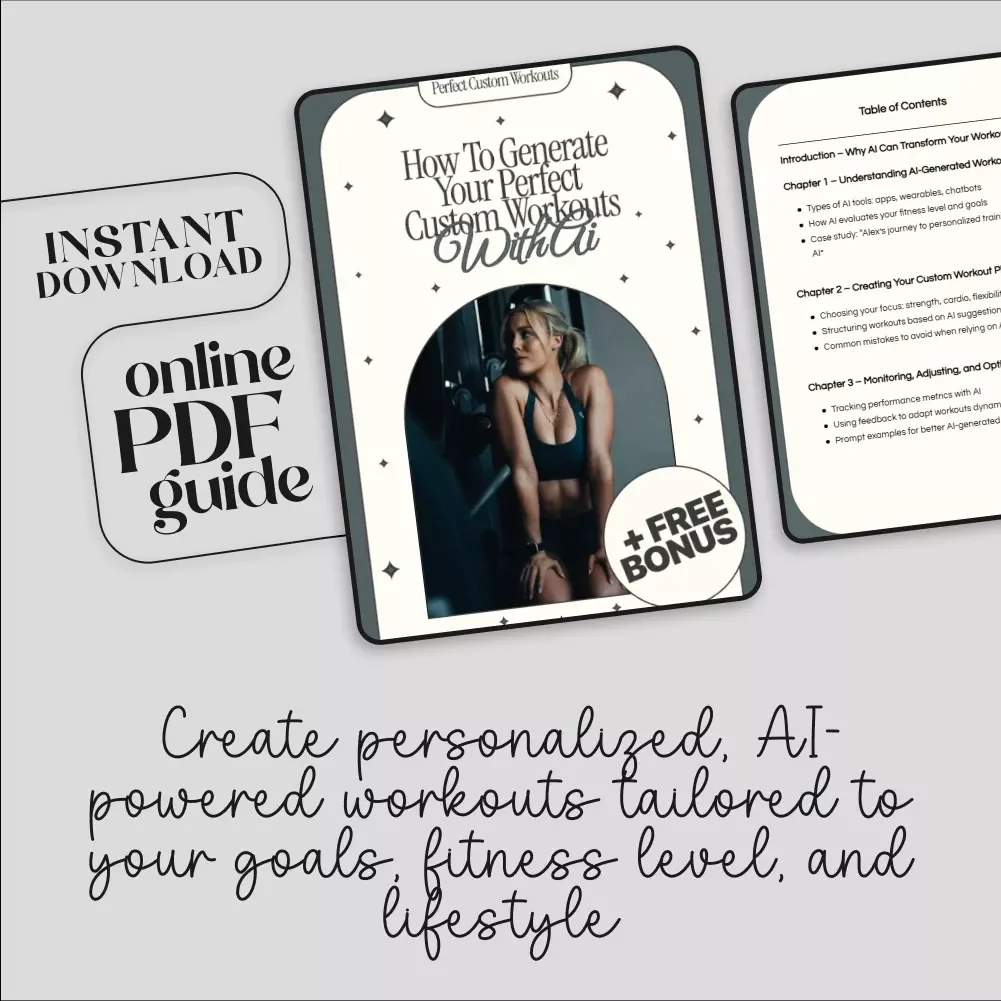 How to Generate Your Perfect Custom Workouts with AI | Digital Fitness Guide | Personalized AI Workout Planner | AI Fitness eBook for Strength, Cardio, Flexibility & Hybrid Training