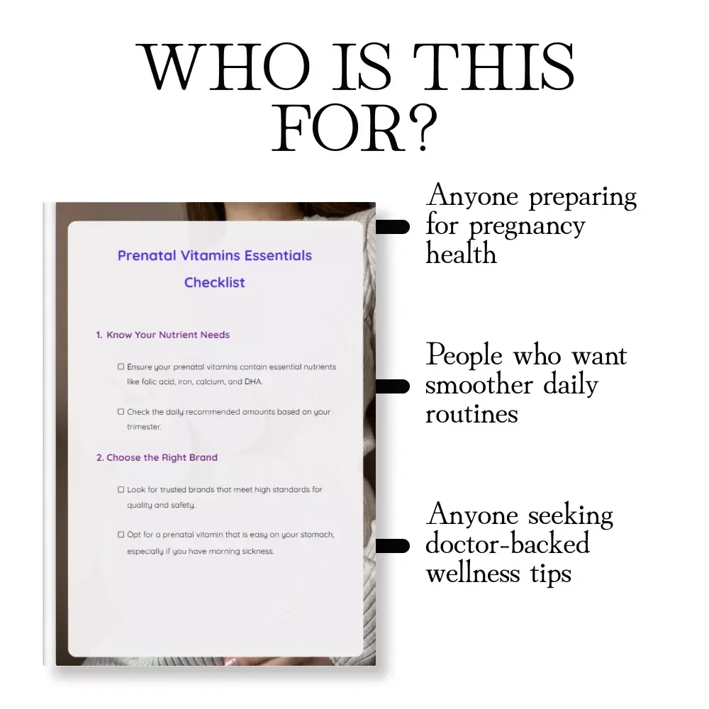 Prenatal Vitamins Essentials Checklist | Digital Download Guide for Moms-to-Be | Printable Pregnancy Wellness eBook