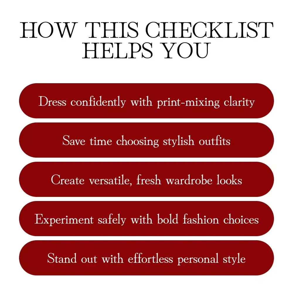 Mix and Match Prints Like a Pro Checklist | Digital Download Fashion Styling Guide | Printable Wardrobe Styling eBook for Outfits & Accessories