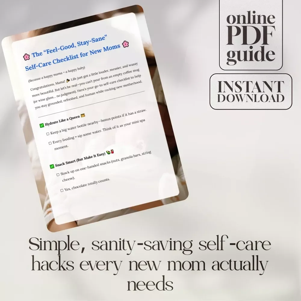 The “Feel-Good, Stay-Sane” Self-Care Checklist for New Moms | Printable Digital Download | Self-Care Routines for New Moms | eBook Guide for Postpartum Wellness