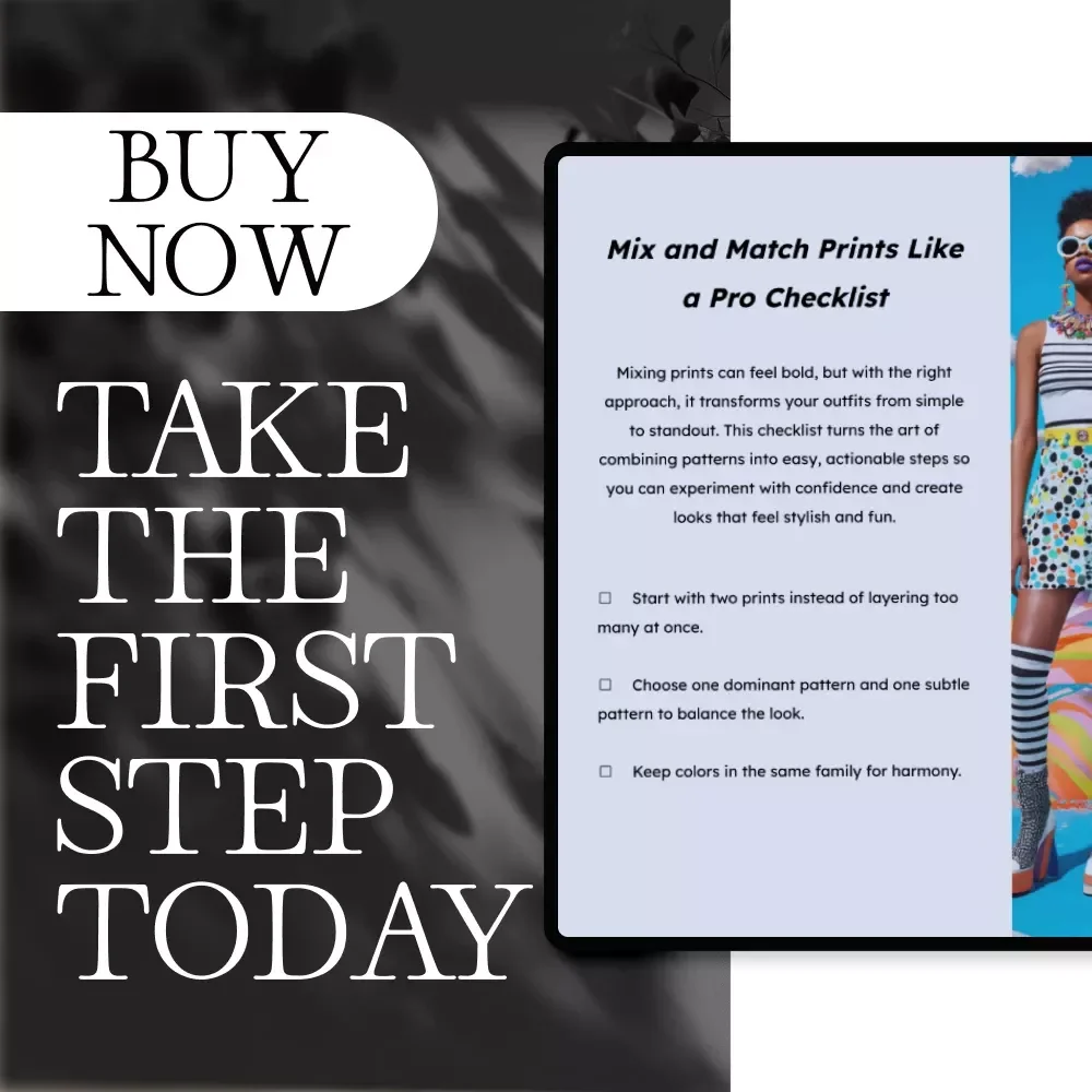 Mix and Match Prints Like a Pro Checklist | Digital Download Fashion Styling Guide | Printable Wardrobe Styling eBook for Outfits & Accessories