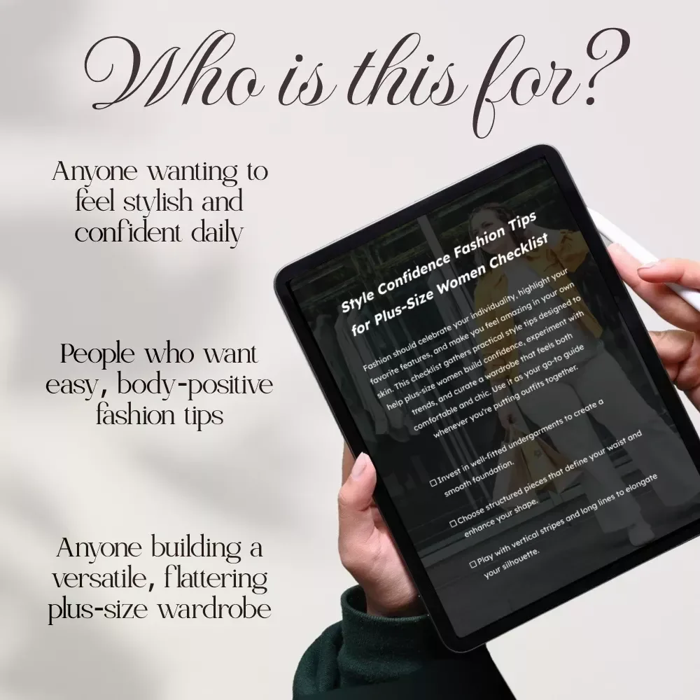 Style Confidence Fashion Tips for Plus-Size Women Checklist | Digital Download Guide for Curvy Fashion, Wardrobe Confidence & Body-Positive Style Tips