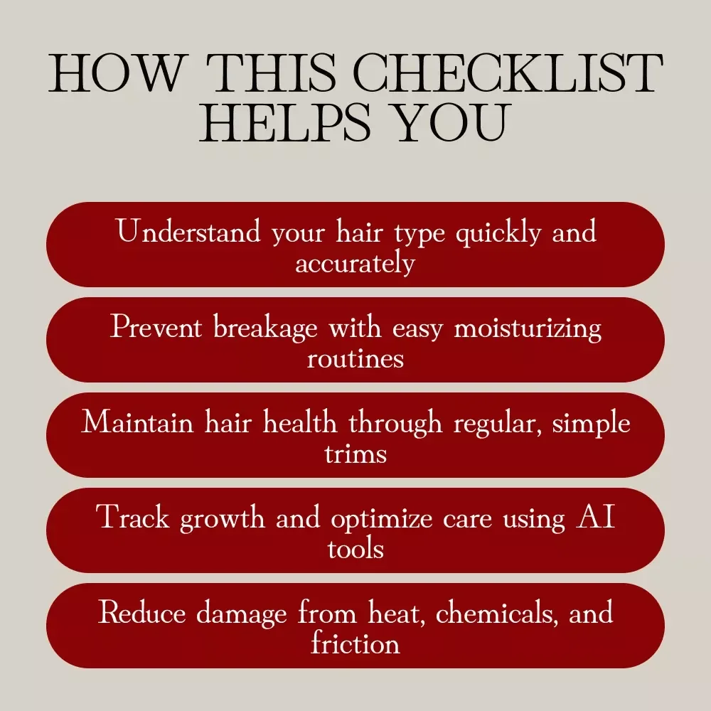 The Hair-Growth Checklist: Digital Download Hair Care Guide, eBook, and Printable Checklist for Healthy Hair, Moisturizing, Trims & AI-Powered Hair Insights