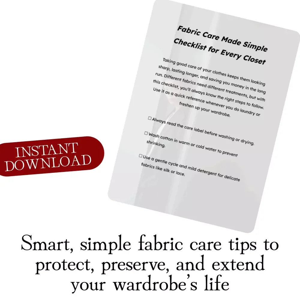 Fabric Care Made Simple Checklist for Every Closet | Digital Download | Clothing Care Guide, Laundry Tips, Wardrobe Essentials, Printable eBook