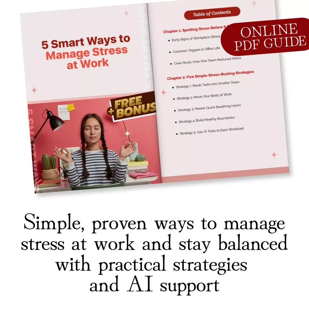 5 Smart Ways to Manage Stress at Work | Workplace Wellness Guide | Digital Download for Stress Management