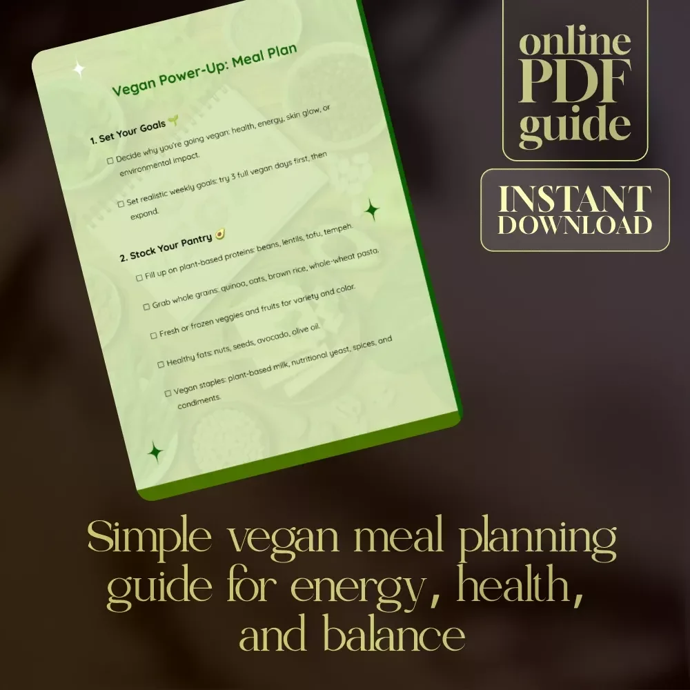 Vegan Power-Up: Meal Plan | Vegan Meal Plan Checklist for Beginners & Healthy Living