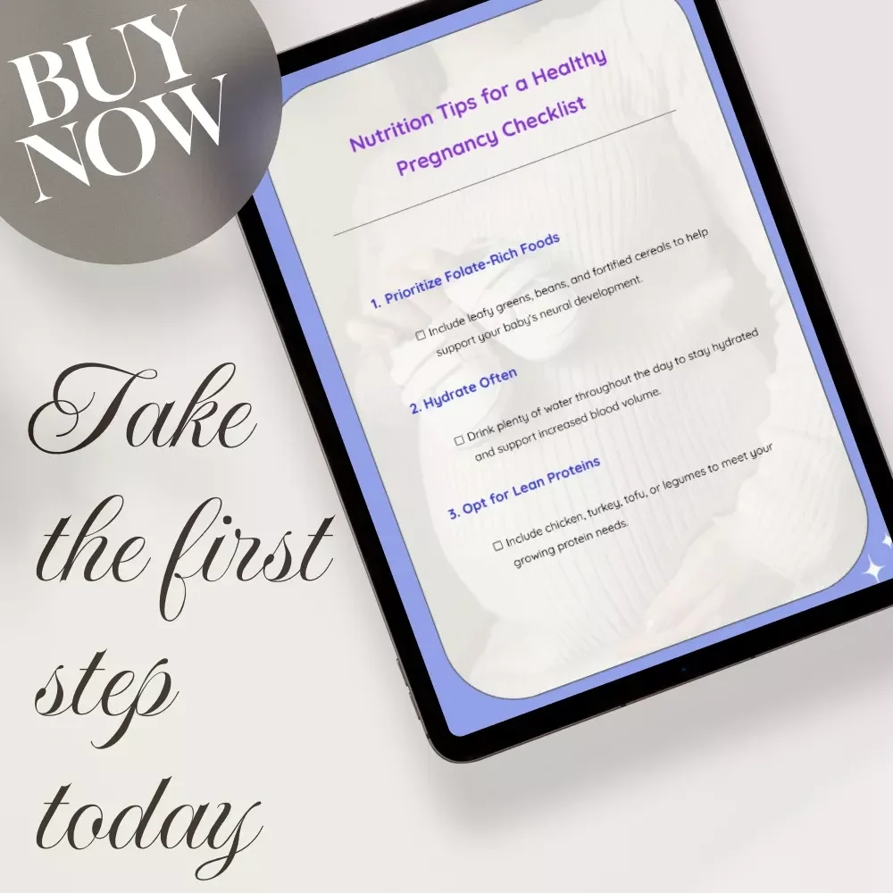 Nutrition Tips for a Healthy Pregnancy Checklist | Printable Digital Download for Expecting Moms